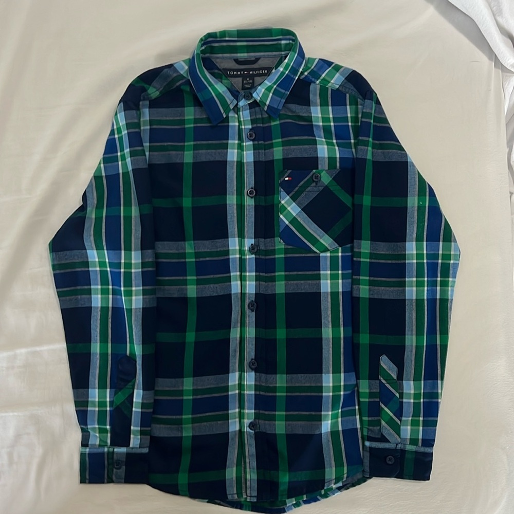 Boys size M 12/14, Tommy Hilfiger Long Sleeve Flannel shirt.